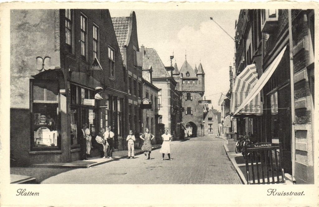 Hattem - Kruisstraat. - Jan Egberts Slagerij - ongelopen, Verzamelen, Ophalen of Verzenden, 1940 tot 1960, Ongelopen, Gelderland