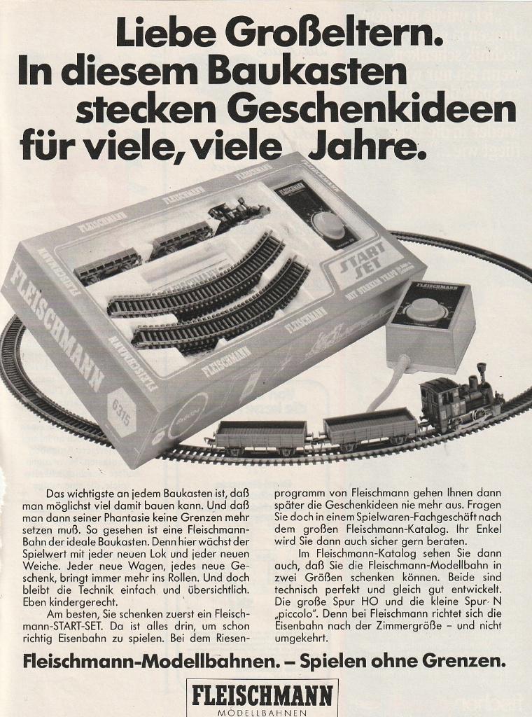 Retro reclame 1978 Fleischmann modelbaan modeltrein, Verzenden, Overige typen