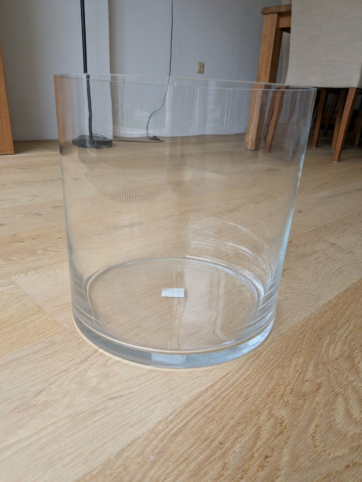Grote glazen vaas/cilinder - Zo goed als nieuw, Transparant, Ophalen of Verzenden, Geschikt voor droogbloemen, Glas