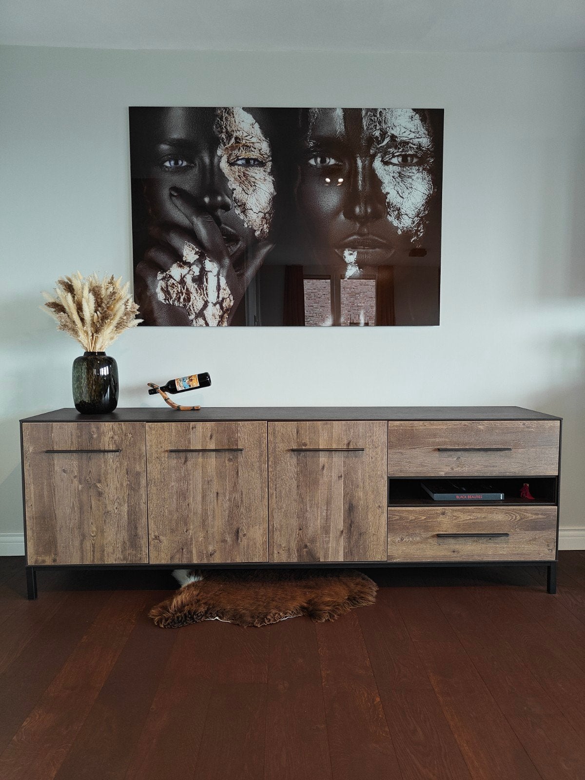 Dressoir/kast | Houtlook met soft-close., Huis en Inrichting, Kasten | Dressoirs, Zo goed als nieuw, 200 cm of meer, 25 tot 50 cm
