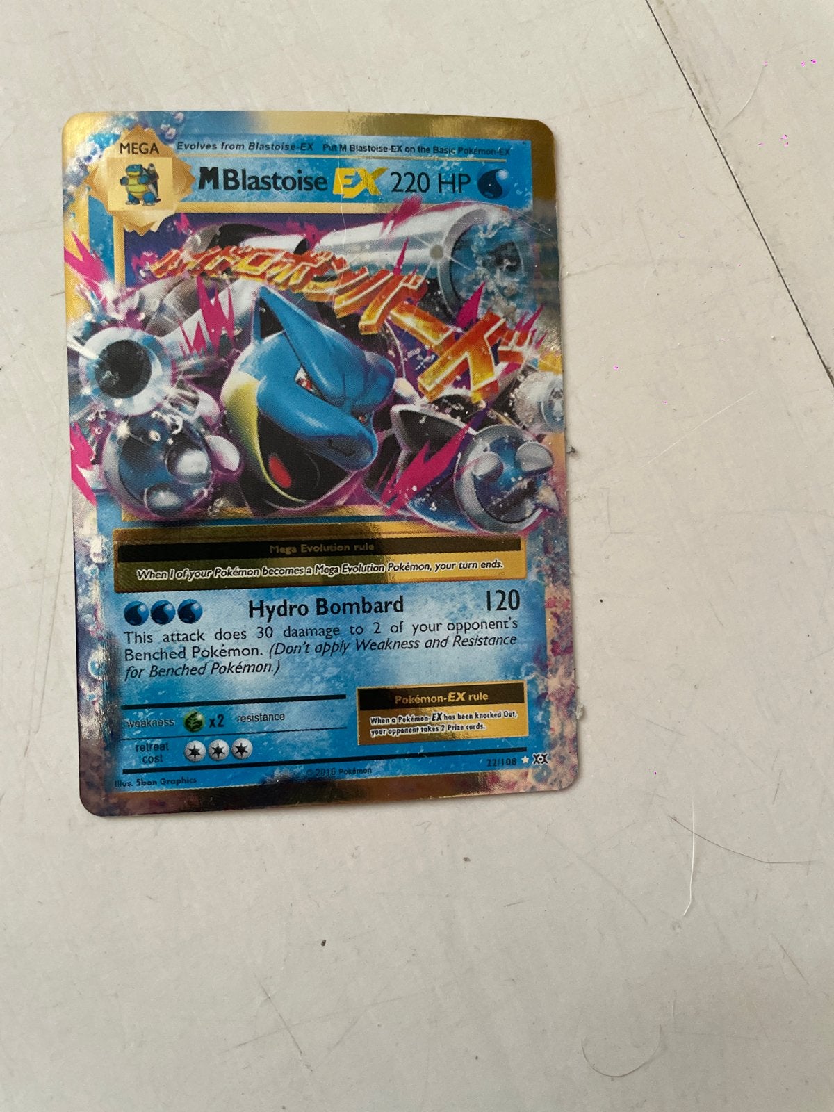 Pokémon Kaart: M Blastoise EX 220 HP, Ophalen of Verzenden, Gebruikt, Losse kaart, Foil