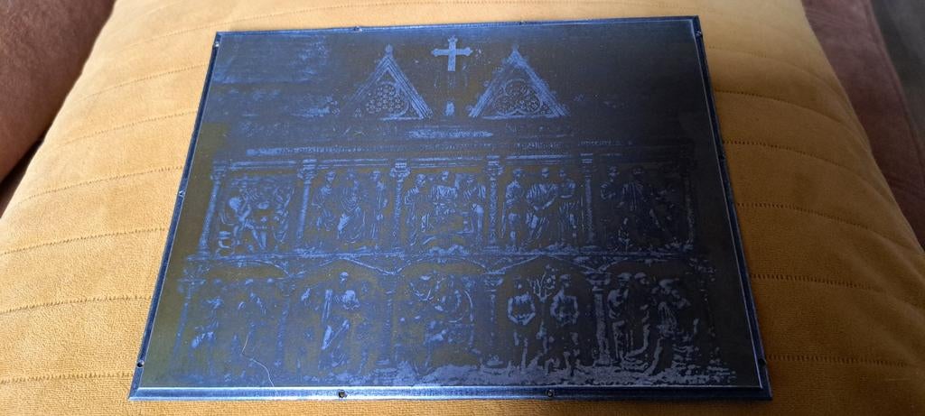 Antieke ets metalen plaat met religieuze voorstelling, Antiek en Kunst, Ophalen, Ets, Religie, Origineel