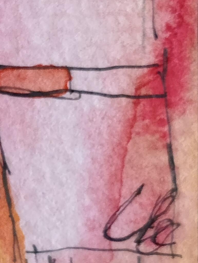 Pentekening met aquarel, Ophalen of Verzenden