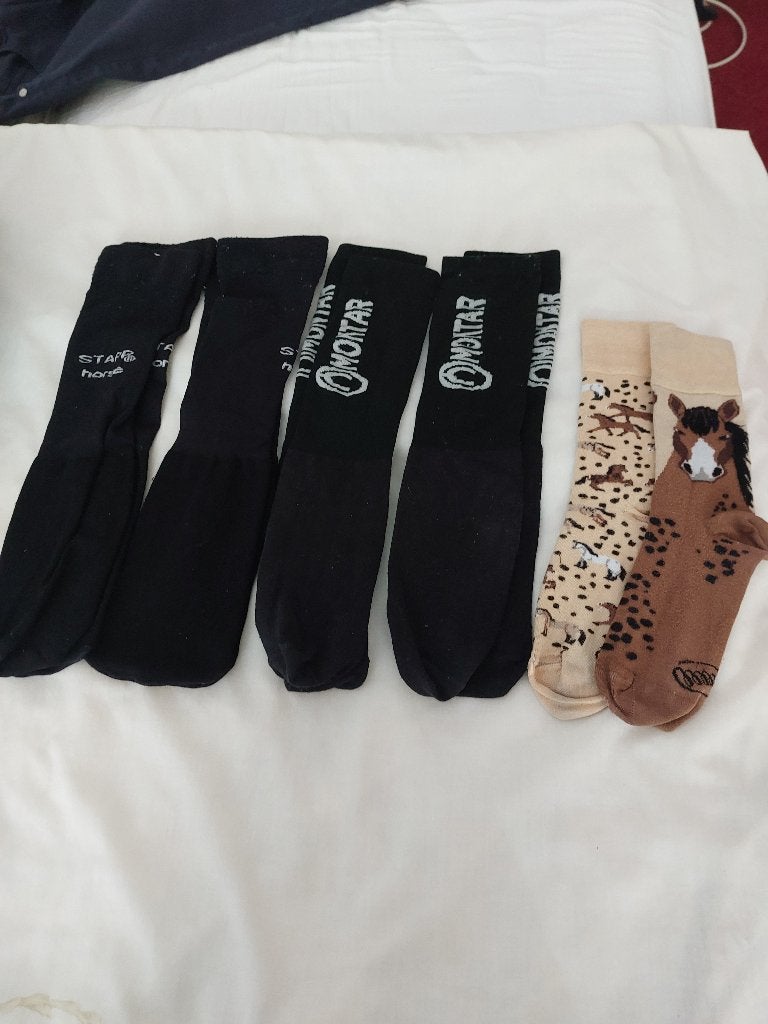 4 paar paardrij sokken, zwart, lang model mt.39 en lees!, Gebruikt, Kinderen, Dressuur, Zwart
