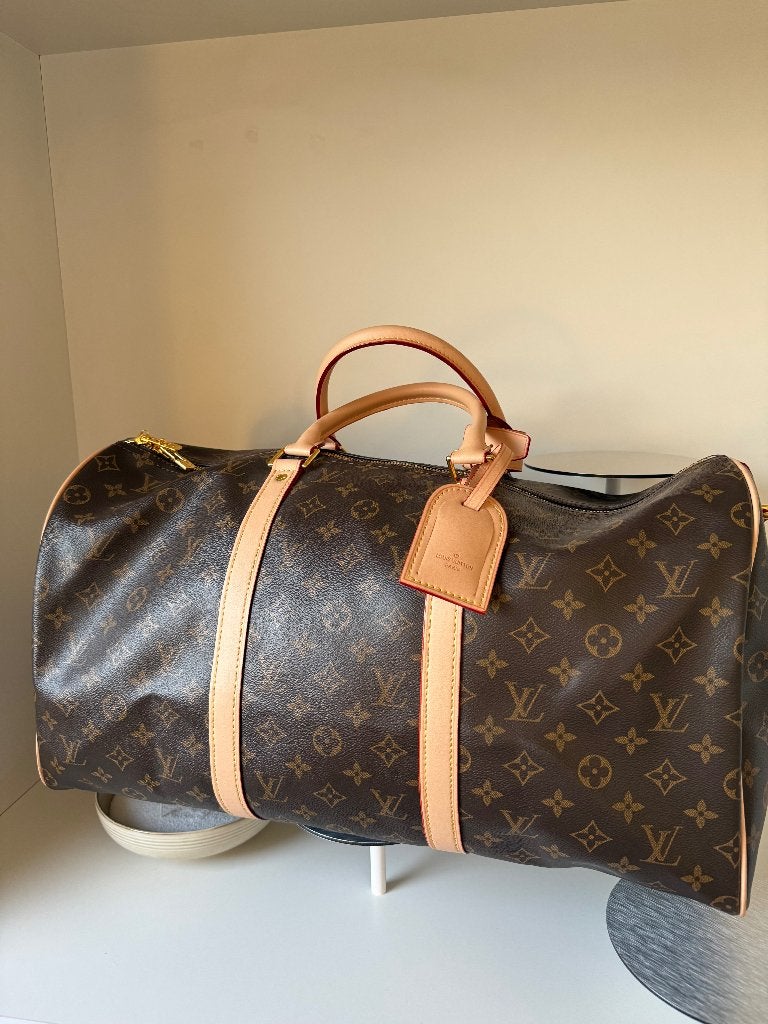 Louis Vuitton Keepall 50, 40 tot 60 cm, 30 cm of meer, Gebruikt, Bruin