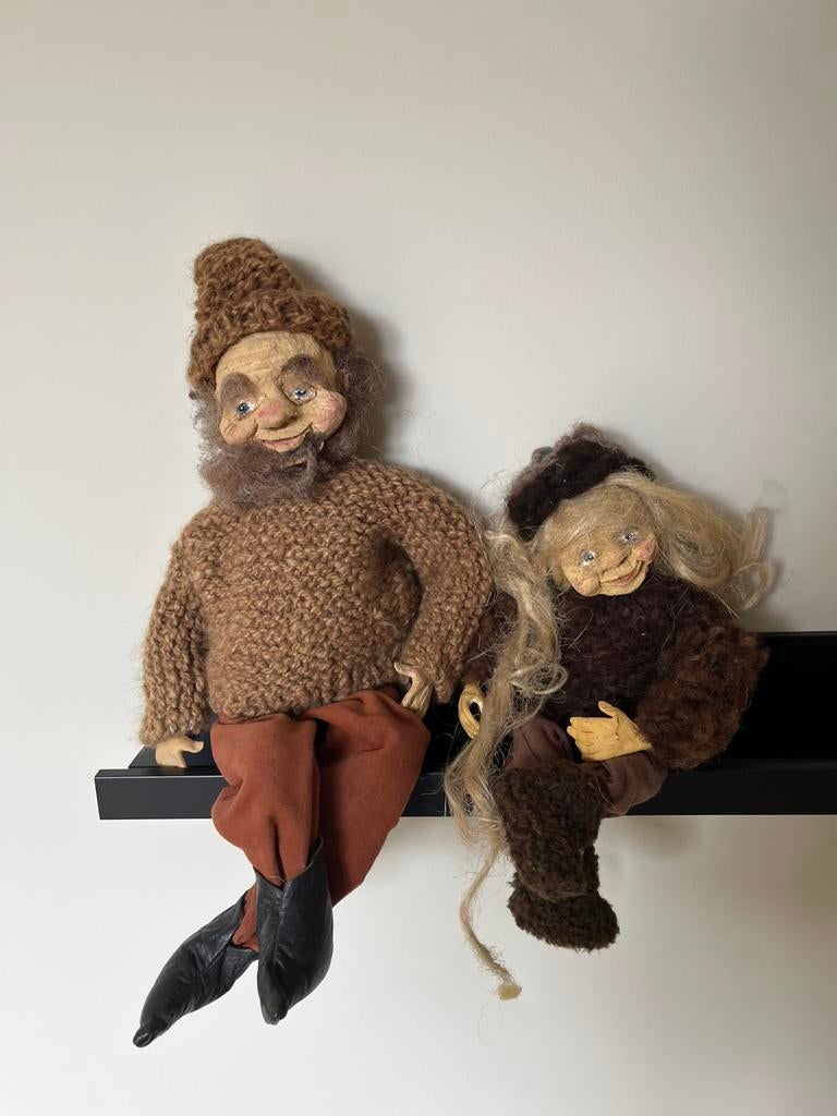 2 oude handgemaakte poppen, Verzamelen, Poppen, Ophalen of Verzenden, Zo goed als nieuw, Pop