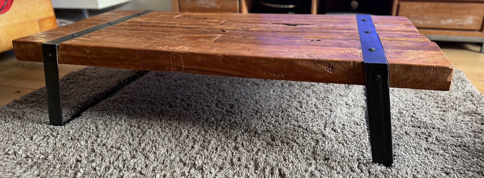 Teak hout, salontafel, Huis en Inrichting, Tafels | Salontafels, Ophalen, 100 tot 150 cm, 50 tot 100 cm, Zo goed als nieuw