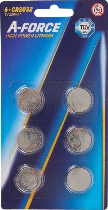 Knoopcel 3V CR2032 A-Force Lithium Knoopcel 6 batterijen, Ophalen, Nieuw