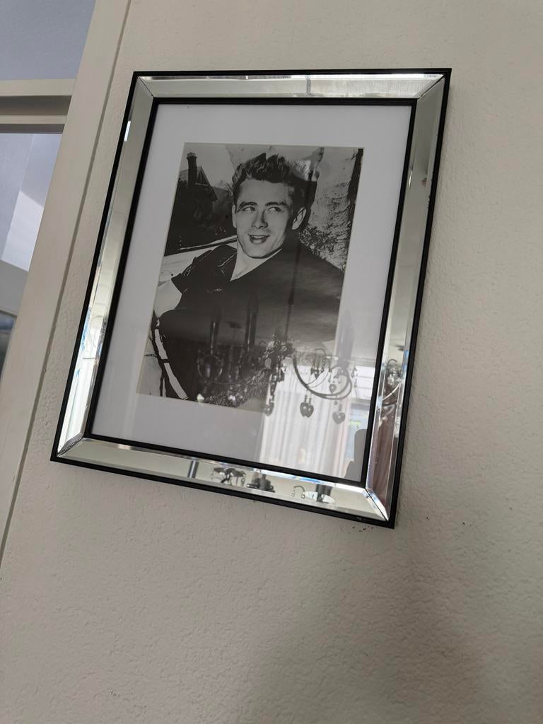 Ingelijste foto James Dean in spiegelende lijst, Ophalen, Zo goed als nieuw, Foto of Poster