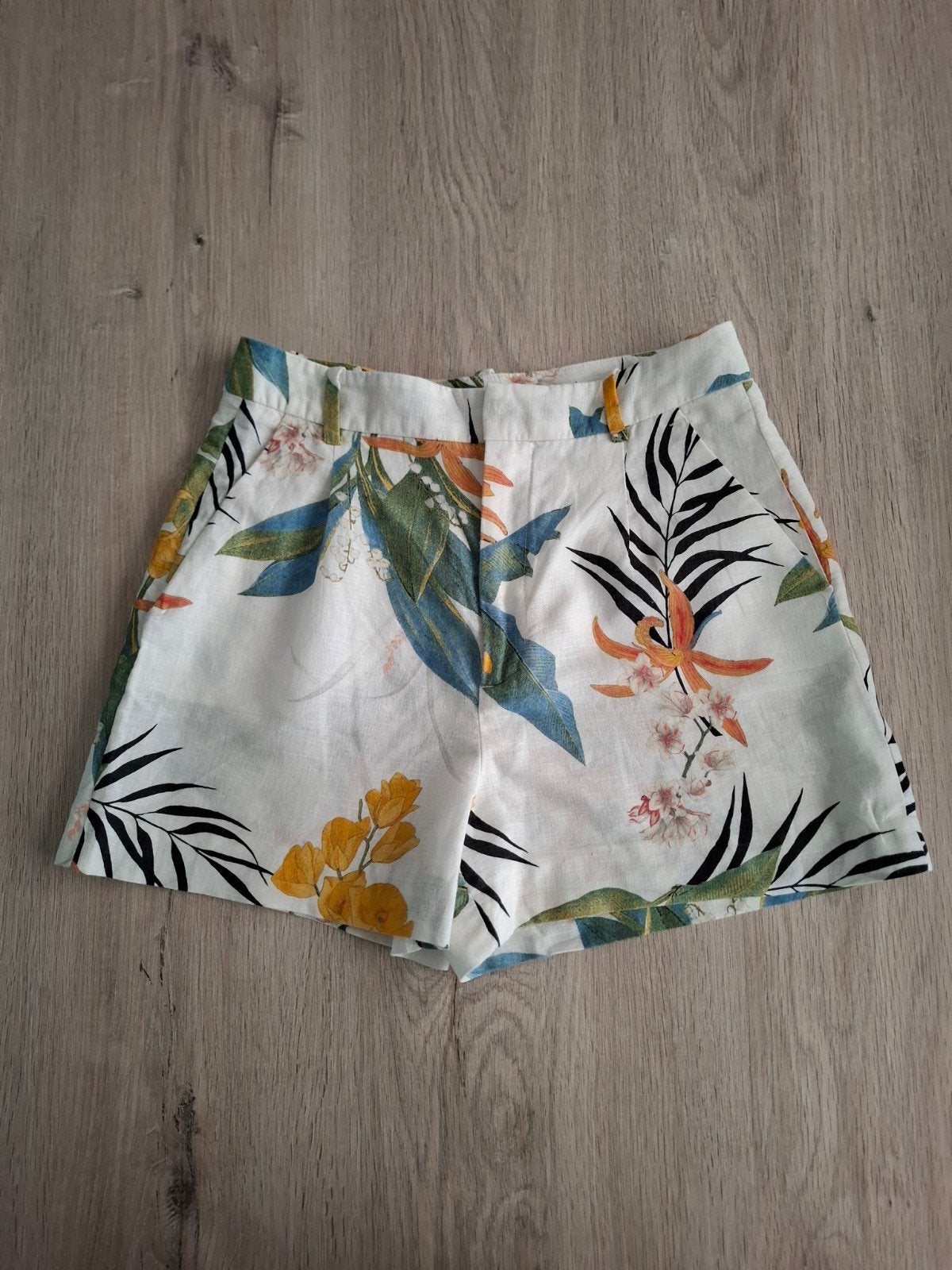 Zara Linnen Shorts met Tropische Print - Maat S, Overige kleuren, Kort, Zara, Ophalen of Verzenden