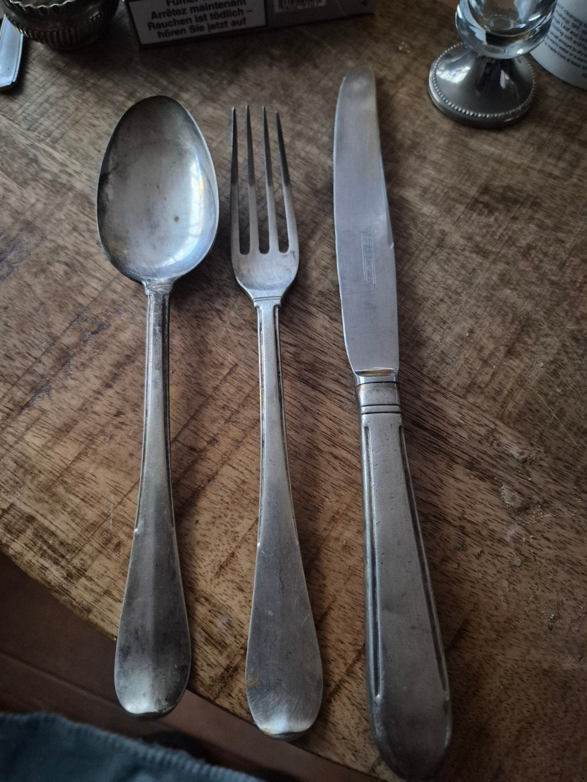 Vintage Bestek Set: Lepel, Vork en Mes, Ophalen of Verzenden