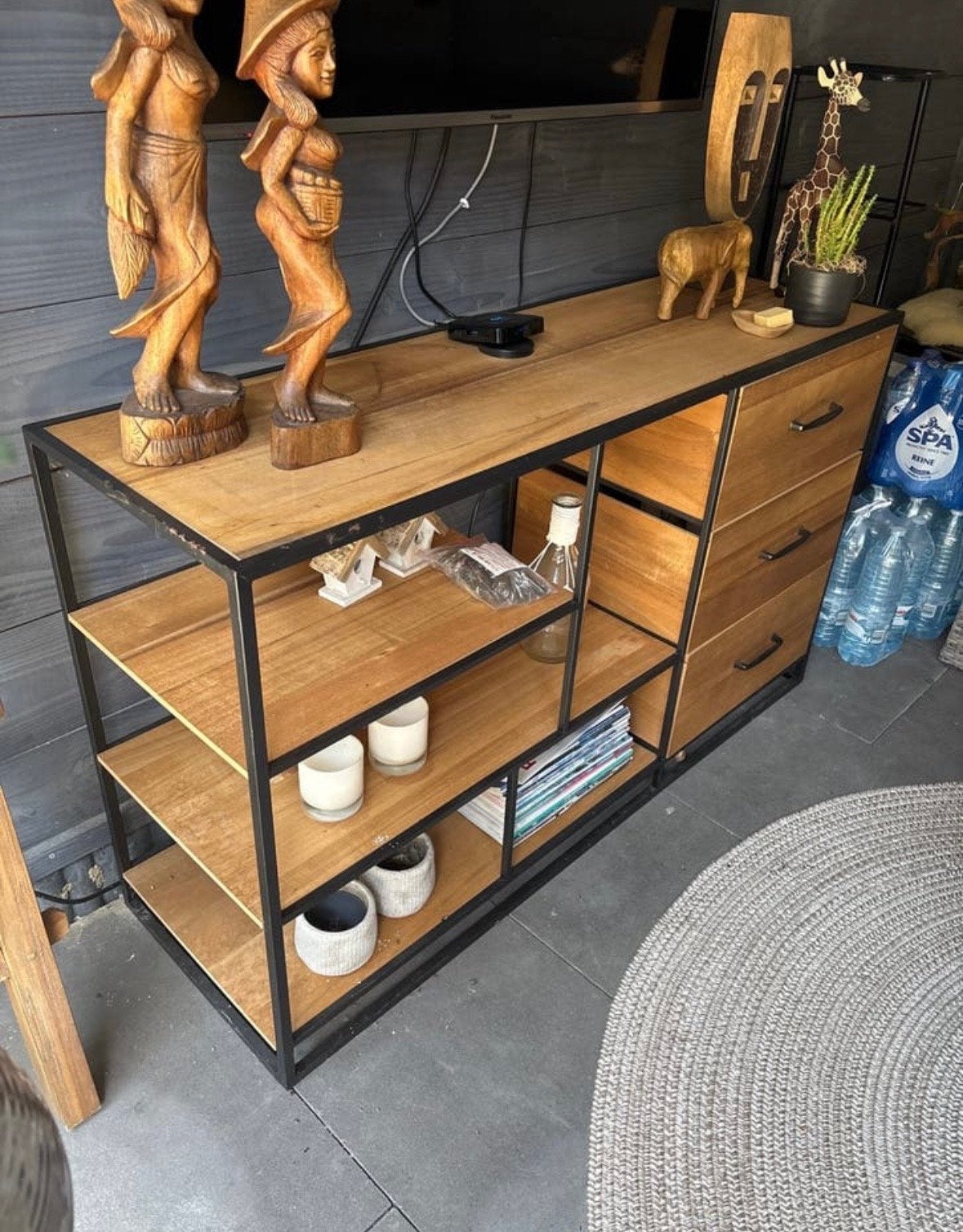 Dressoir met open vakken en 3 lades - 130x75x40 cm, Huis en Inrichting, Kasten | Dressoirs, Ophalen, Gebruikt, 100 tot 150 cm