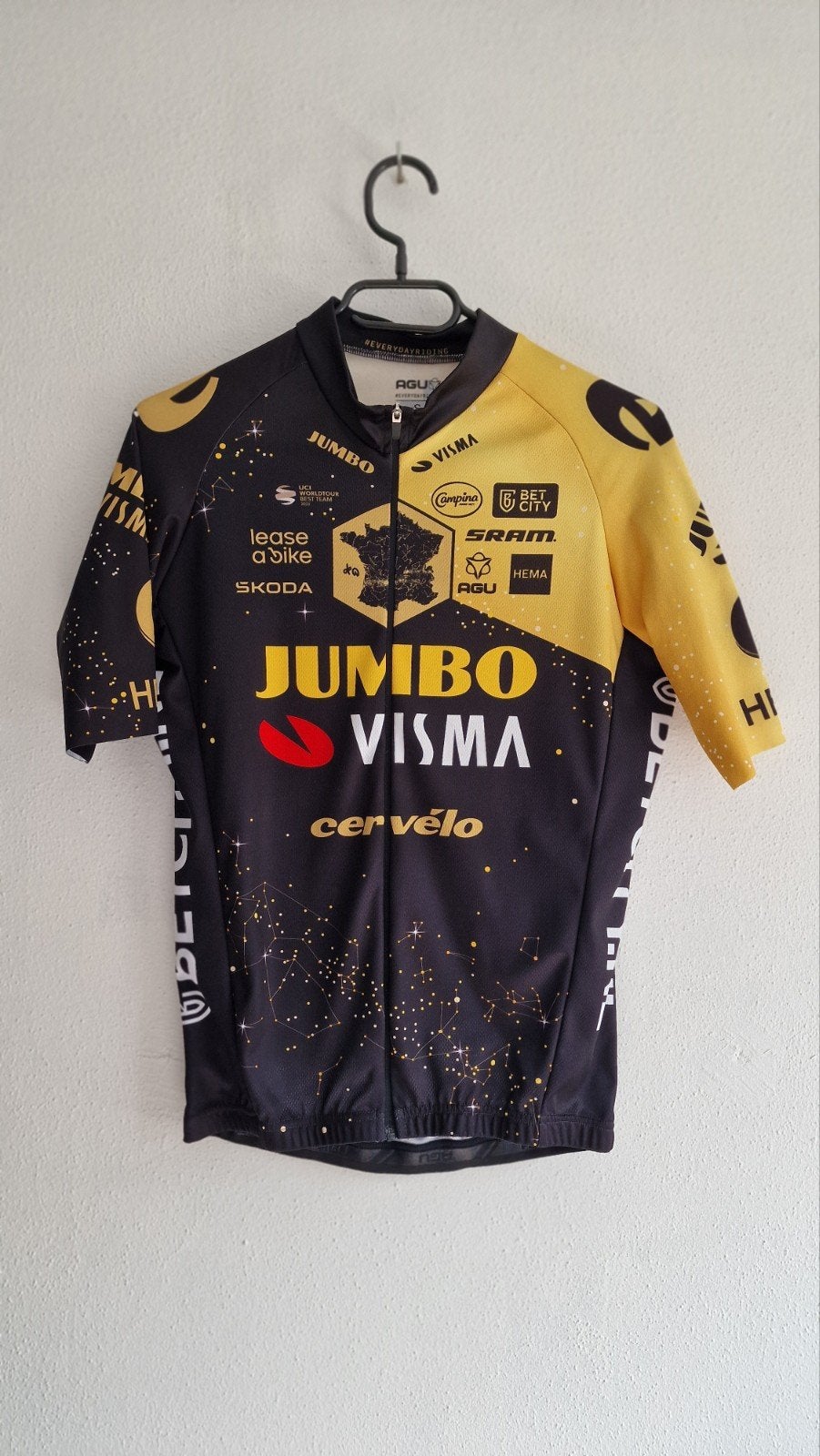 Jumbo Visma Wielershirt AGU Tour de France 2022 Maat S, Zwart, AGU, Ophalen of Verzenden, Zo goed als nieuw