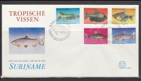 Suriname 1980 - FDC E44a - Vissen, Ophalen of Verzenden