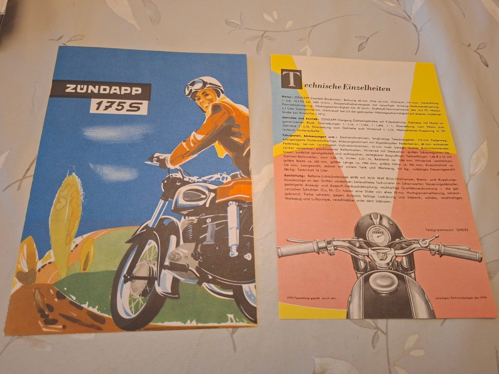 Zundapp 175 S folder met technische bijlage (4 pagina's), Ophalen of Verzenden