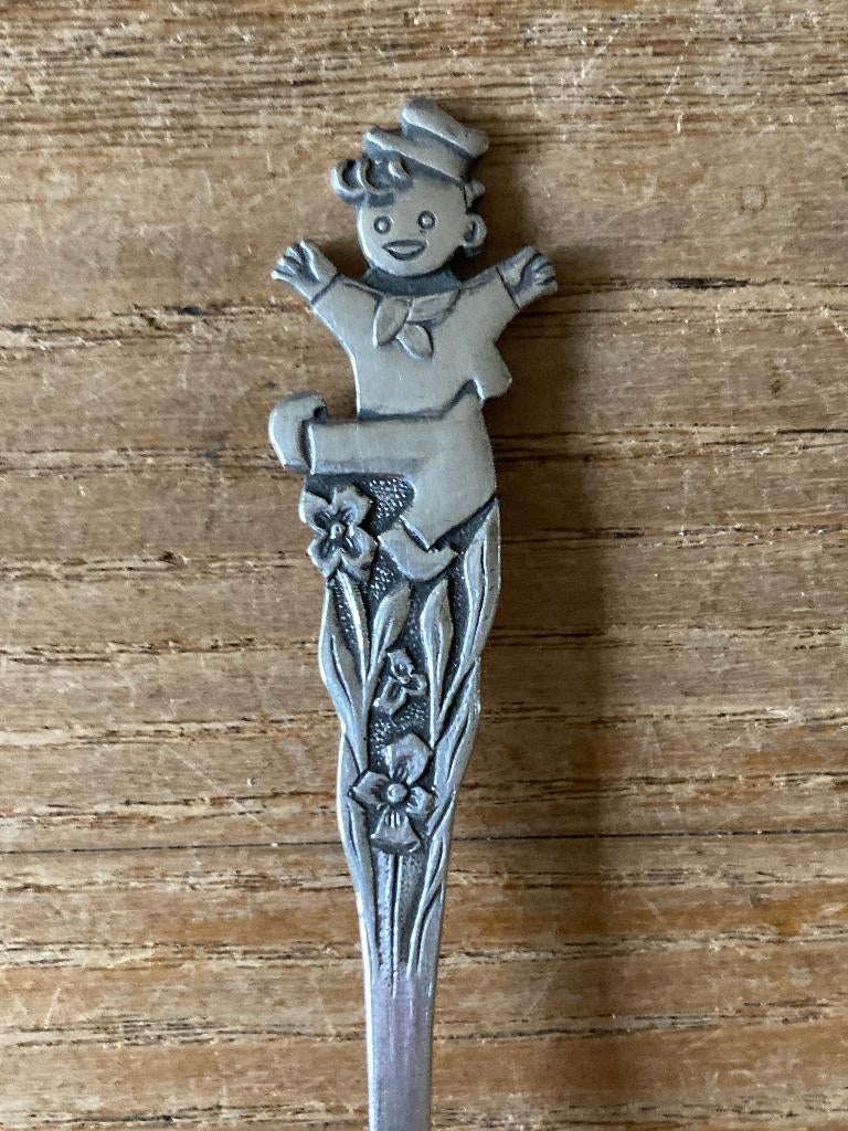 Vintage verzilverde kinderlepel - Zilverstad HH 90, Antiek en Kunst, Antiek | Bestek, Ophalen of Verzenden