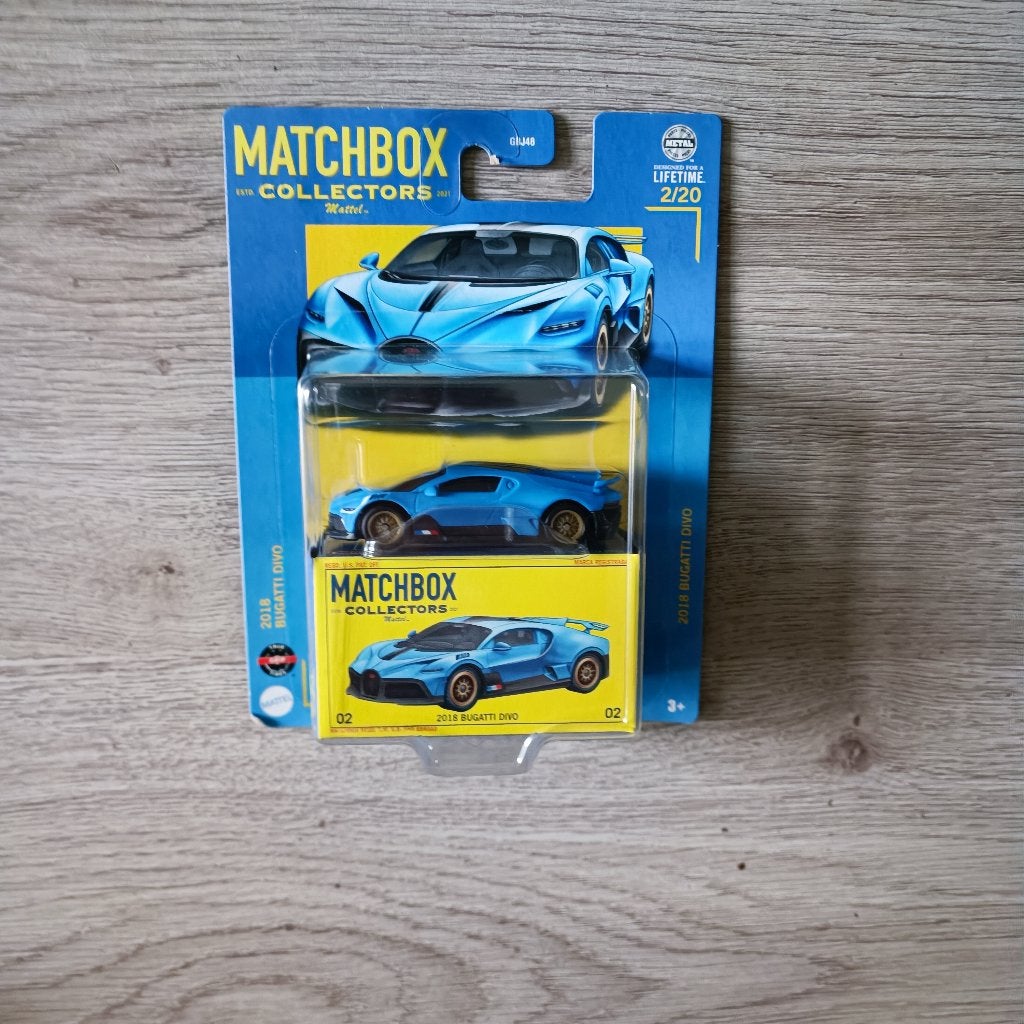 matchbox collectors 2018 bugatti divo blauw, Ophalen of Verzenden, Nieuw, Auto