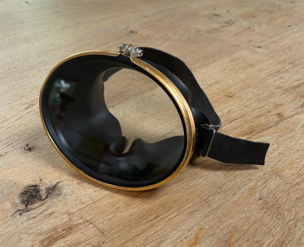 Vintage Duikbril - Marin - Zwart met Gouden Rand, Ophalen of Verzenden, Zo goed als nieuw, Duikbril of Snorkel