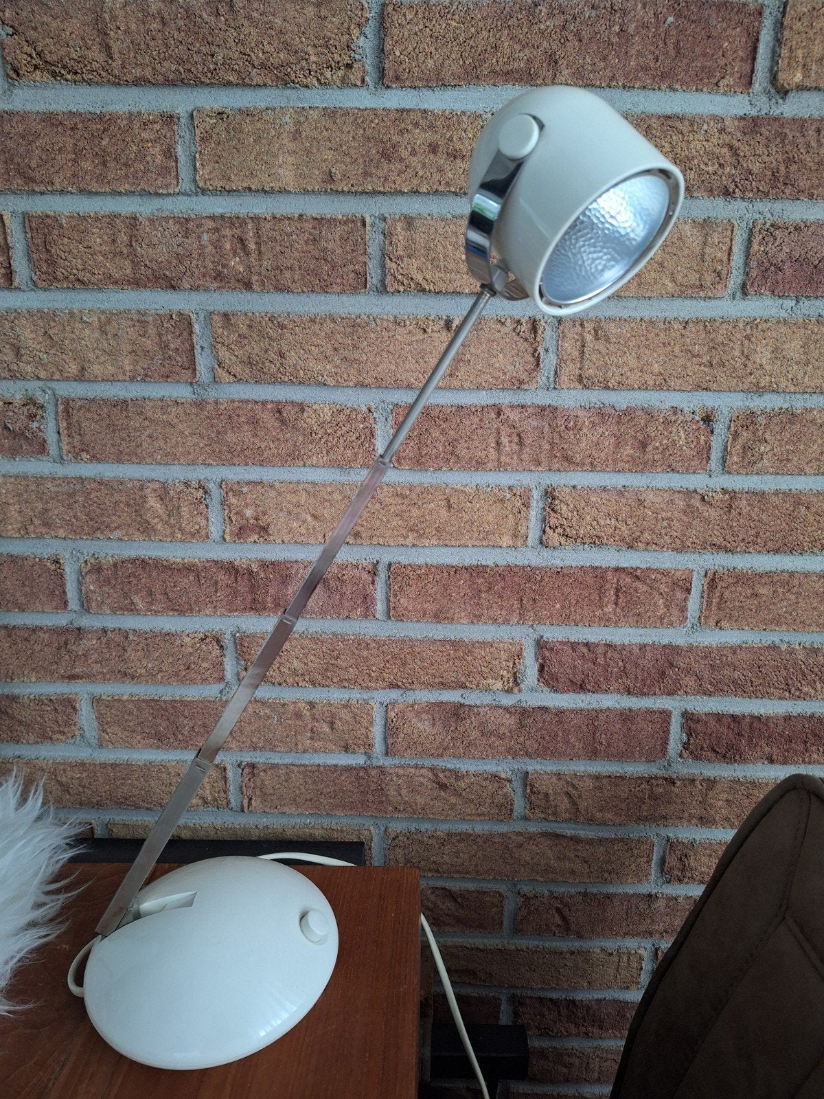 Vintage bureaulamp tafellamp, Vintage, Wit, Ophalen of Verzenden, Bureaulamp