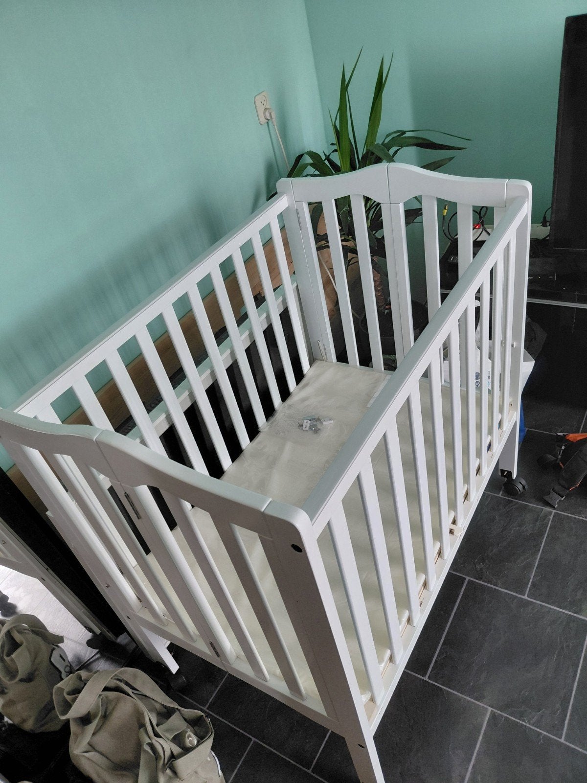 Opvouwbaar babybedje ledikant met matras - Wit, Ophalen, Verstelbaar, Wit, Modern, praktisch