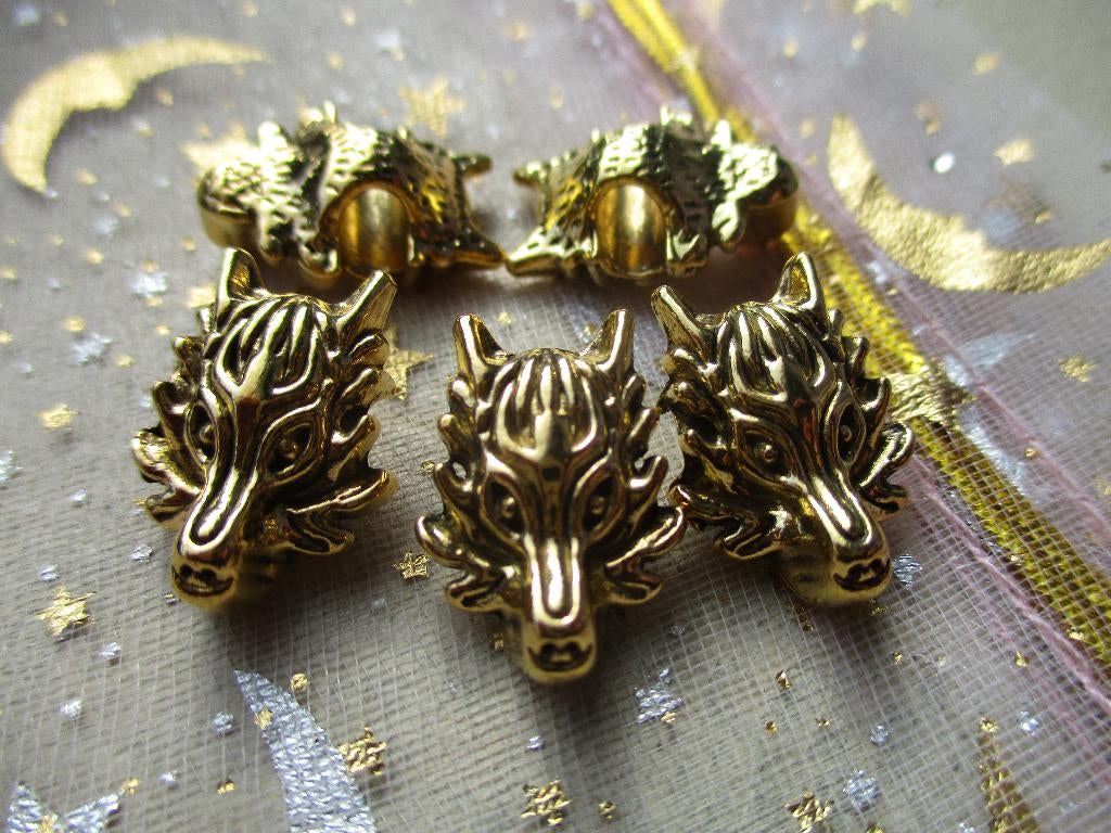 5033/ grote gold plated DQ grote gat wolf kralen, Ophalen of Verzenden, Nieuw, Kraal
