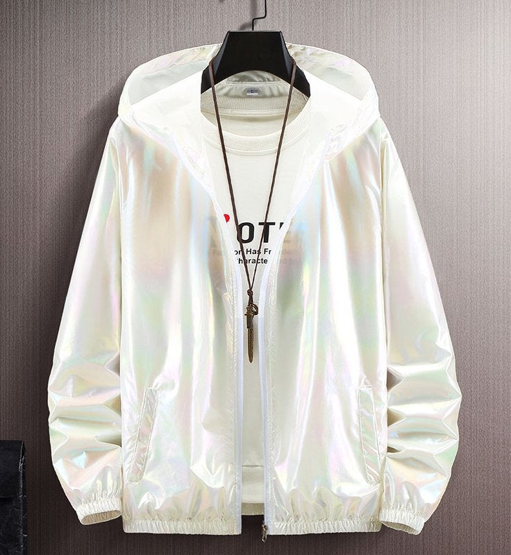 Witte glimmende jas / heren dames glanzende zomerjas, Verzenden, Nieuw, Overige maten, Wit