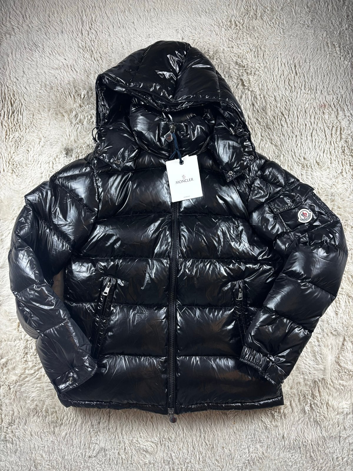 Moncler Maya Puffer Jas Zwart - Maat (M), Ophalen of Verzenden, Zo goed als nieuw, Maat 48/50 (M), Zwart