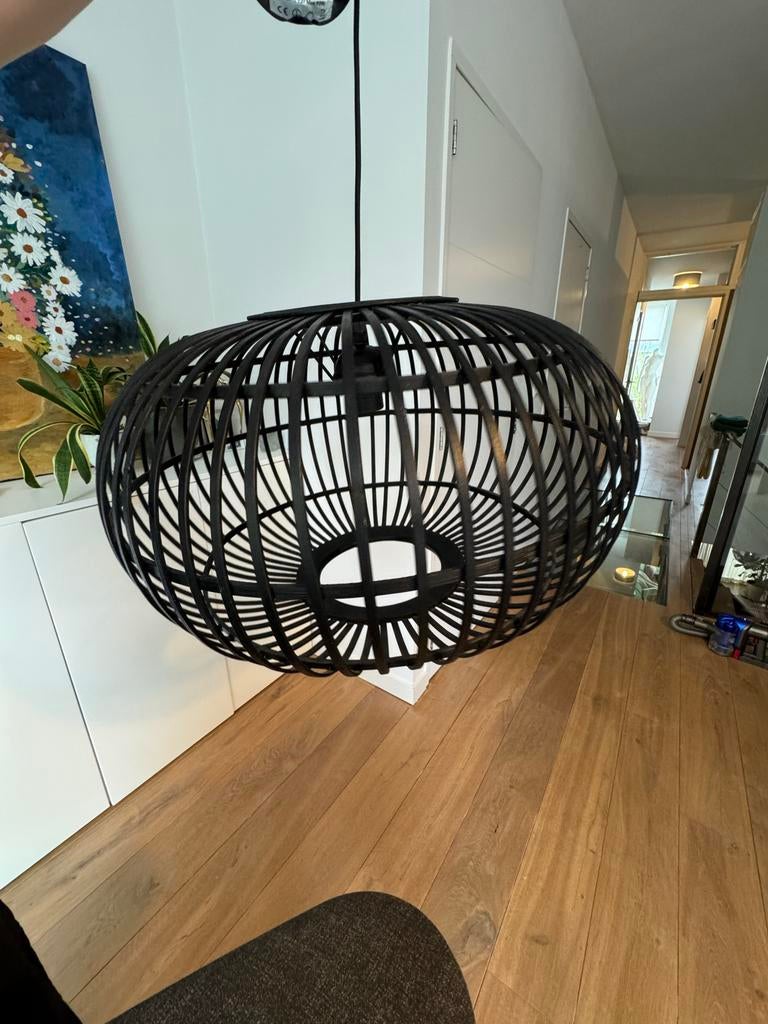 Zwarte bamboe hanglamp - Karwei, Ophalen, Zo goed als nieuw, Overige materialen