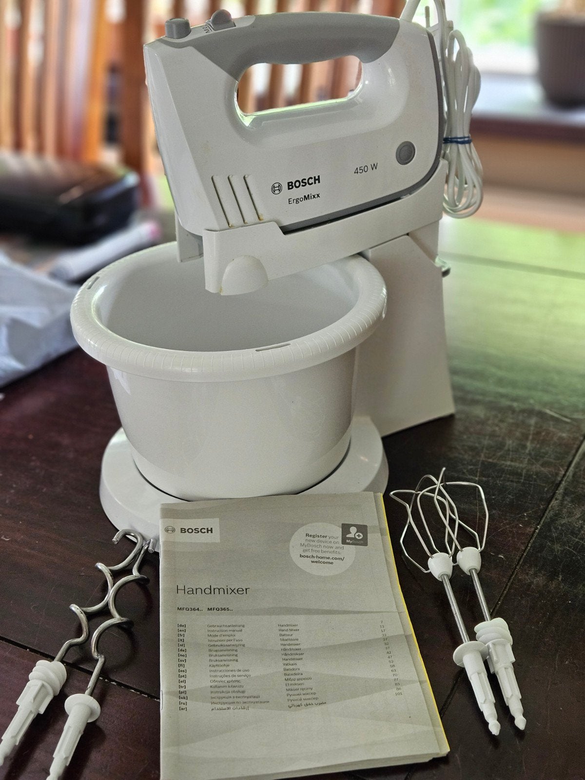 Bosch ErgoMixx Handmixer met Kom en Accessoires, 3 snelheden of meer, Ophalen of Verzenden, Zo goed als nieuw, 2 tot 3 liter