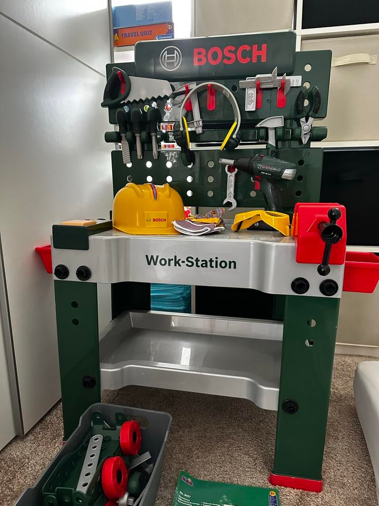 Bosch Workstation Kinder Speelgoed met Auto Bouwset, Ophalen, Gebruikt, Jongen of Meisje