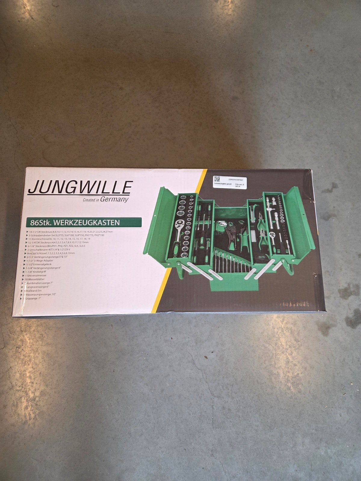 Jungwille Gereedschapskist 86-delig - Nieuw in doos, Doe-het-zelf en Verbouw, Gereedschapskisten, Ophalen of Verzenden, Gevuld