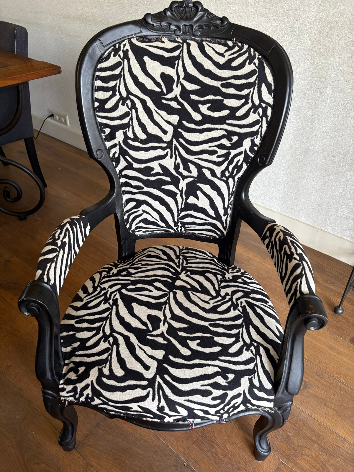 Overcompleet stoel met zebraprint, Gebruikt, Zwart, Ophalen of Verzenden, Eén