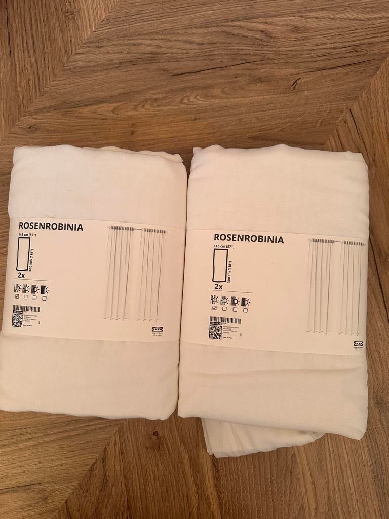 Nieuwe IKEA Rosenrobinia gordijnen (2x), 100 tot 150 cm, 200 cm of meer, Wit, Nieuw