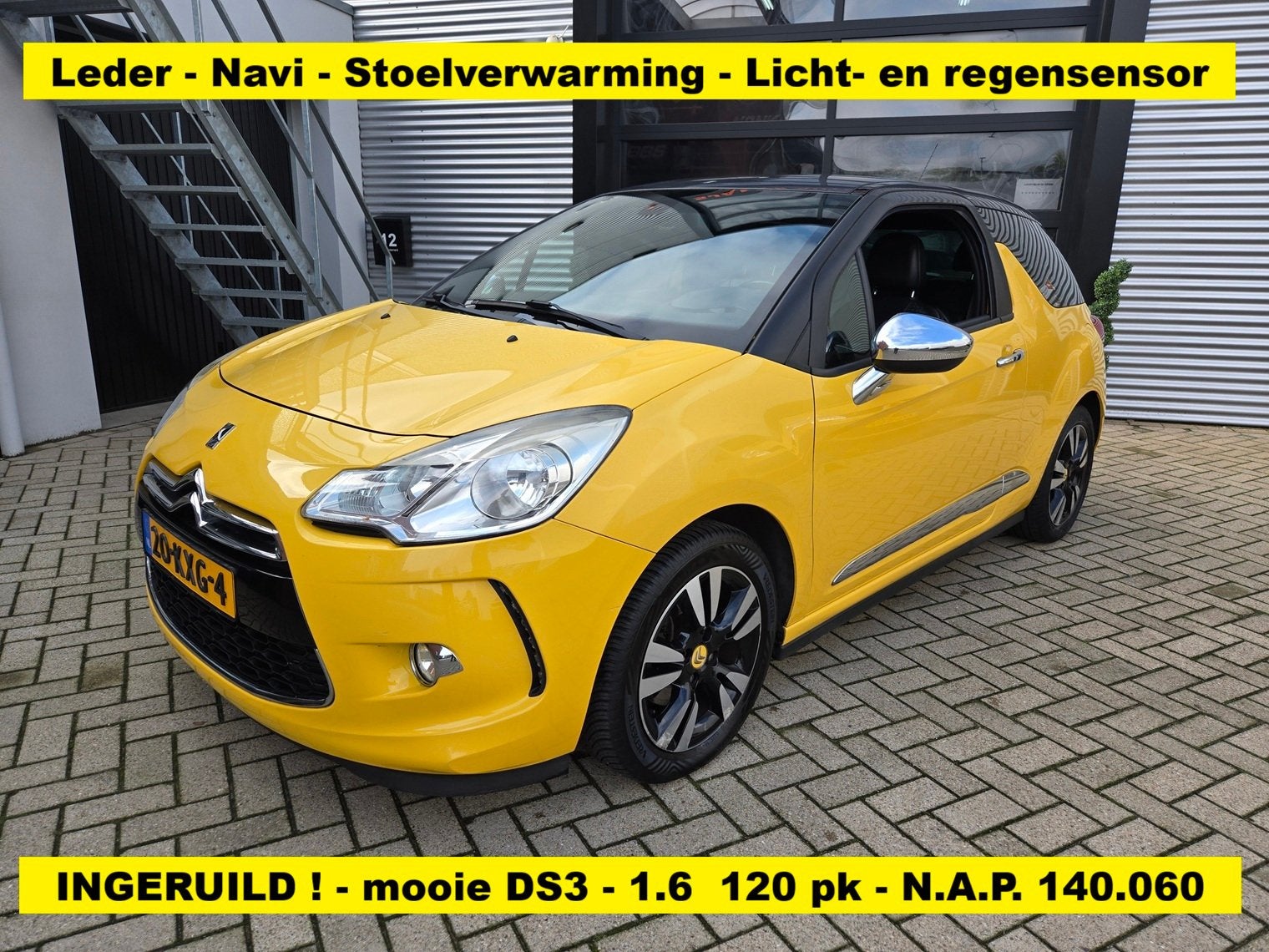 Citroen DS3 1.6 So Chic - Leder - Stoelverwarming - Navi - l, Euro 5, Zwart, 4 cilinders, Bedrijf