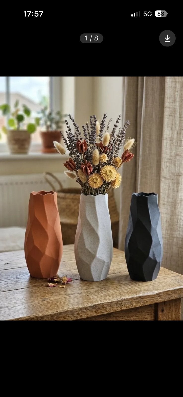 Moderne Facet vaas, vaasen, Ophalen of Verzenden, Geschikt voor droogbloemen