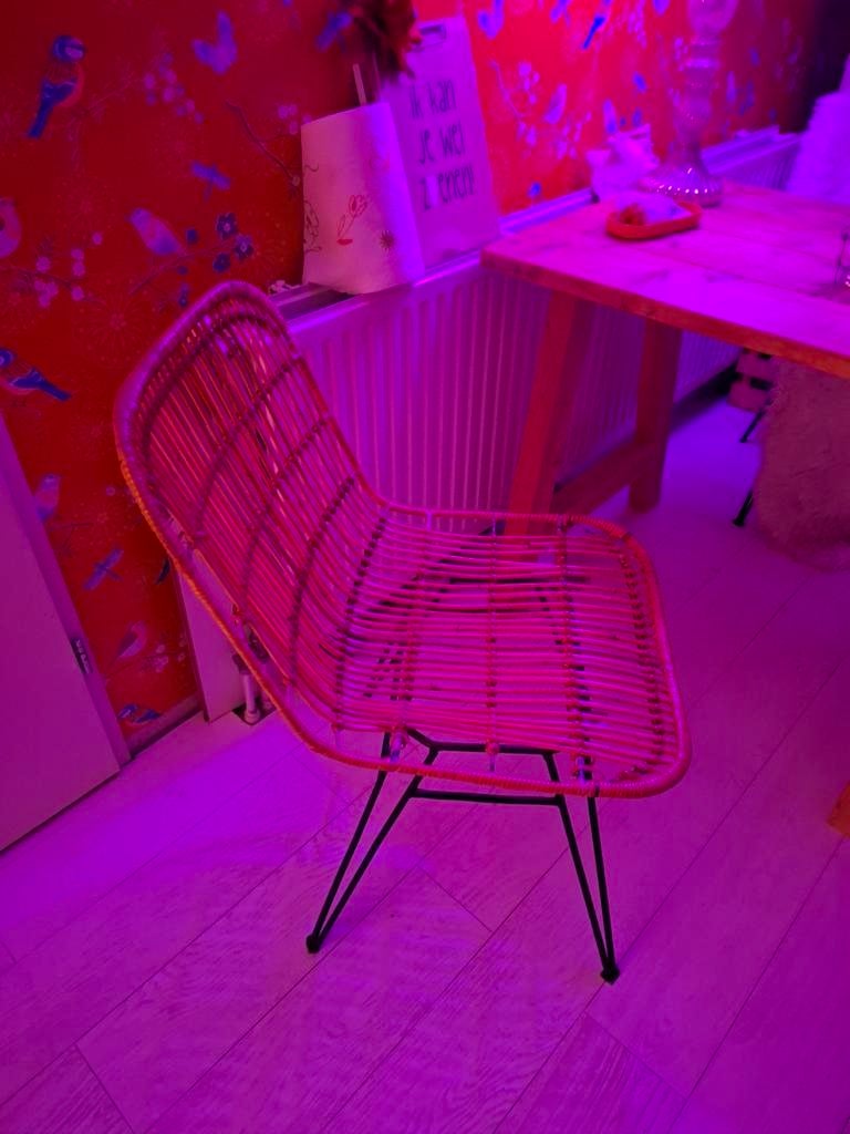 Bamboe eetstoel - Stijlvol en comfortabel, Huis en Inrichting, Stoelen, Ophalen, Gebruikt, Bruin, Bohemian, Scandinavisch