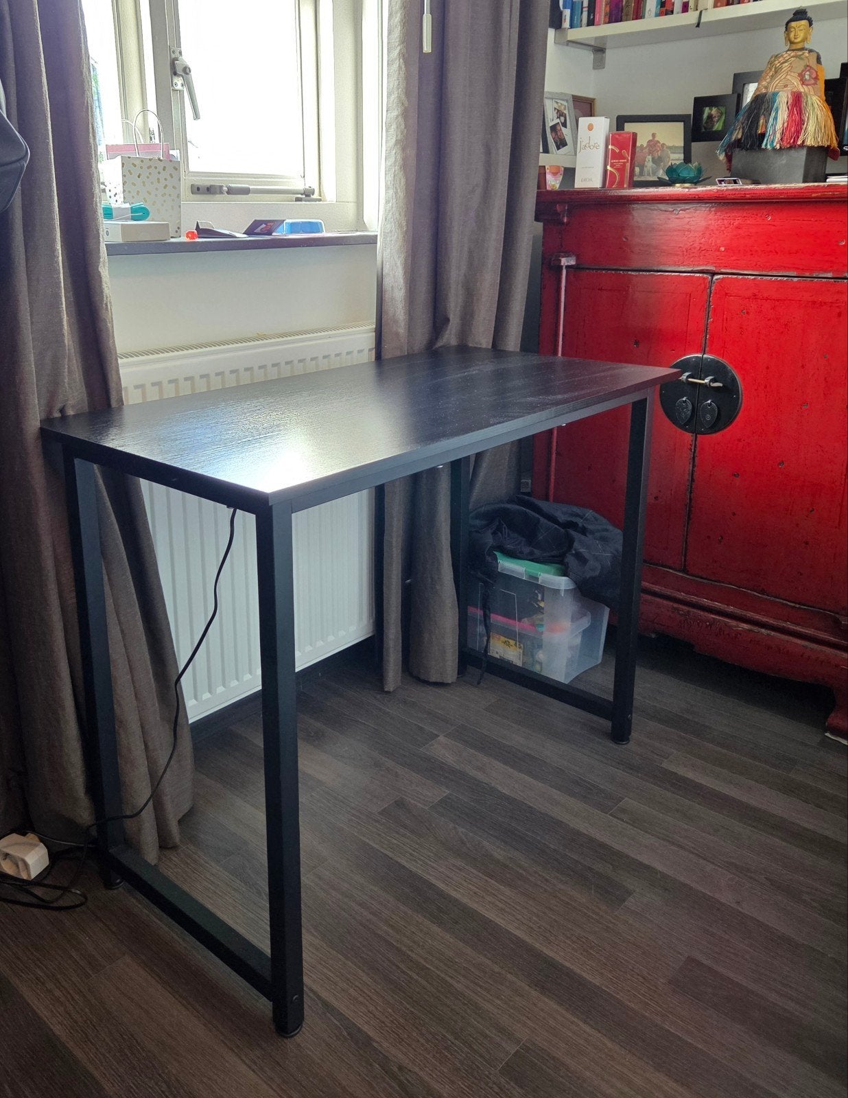 Compact bureau met dimbare verwarmingsplaat 100 x 50 x 76 cm, Huis en Inrichting, Ophalen, Zwart, Zo goed als nieuw, Industrieel