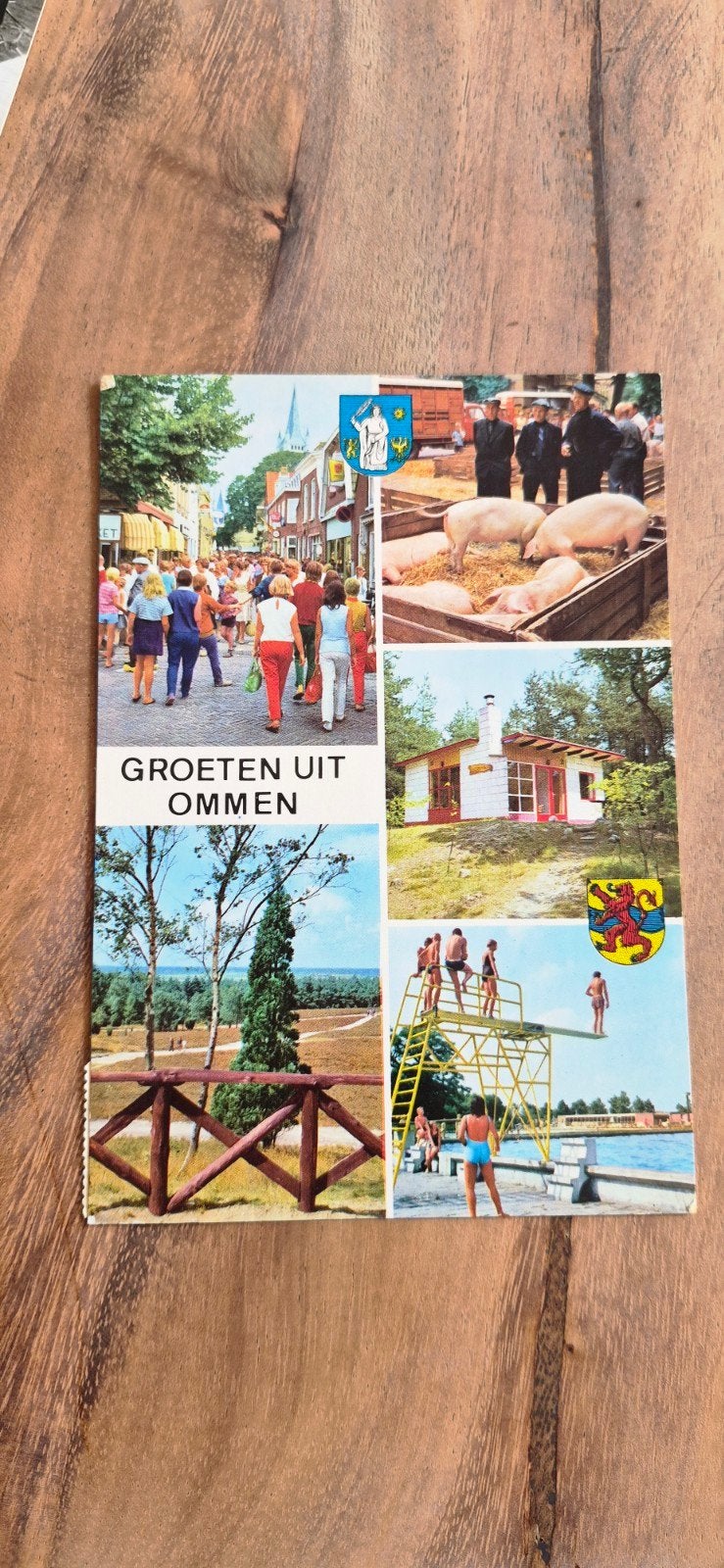 Oude ansichtkaart Groeten uit Ommen - Gelopen, Verzamelen, Ansichtkaarten | Nederland, Ophalen of Verzenden, 1960 tot 1980, Gelopen