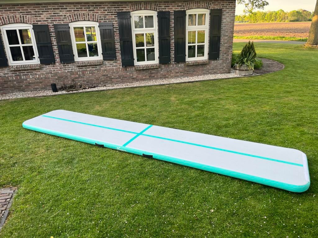 Airtrack 5 meter lang, Sport en Fitness, Turnen, Zo goed als nieuw, Blauw, Materiaal, Kindermaat 122 t/m 140