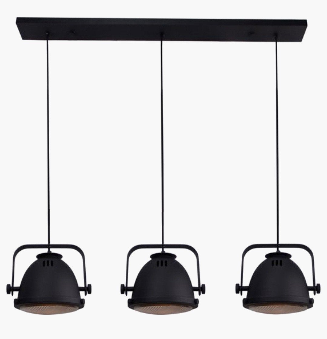 Zwarte hanglamp met 3 spots - Hornbach, Ophalen, Zo goed als nieuw, Glas, Industrieel, Modern