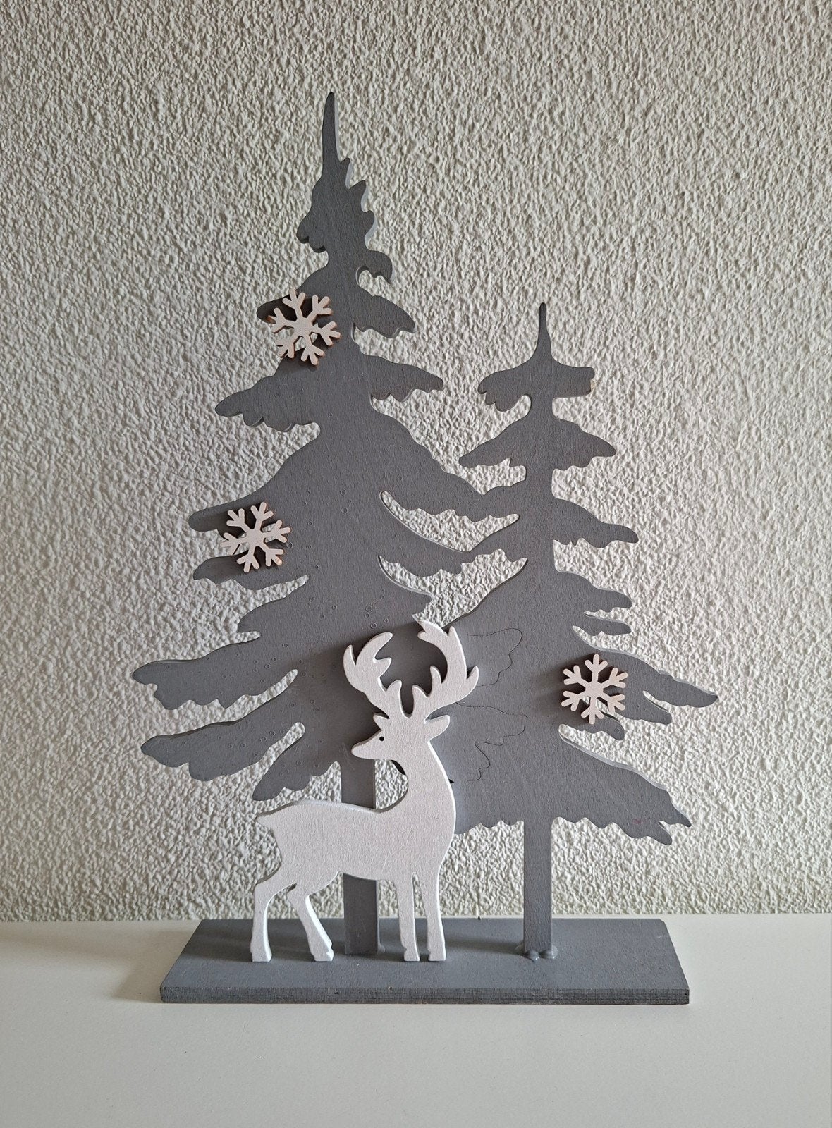 Kerstdecoratie. Kerstbomen met hert. Hout., Diversen, Ophalen of Verzenden
