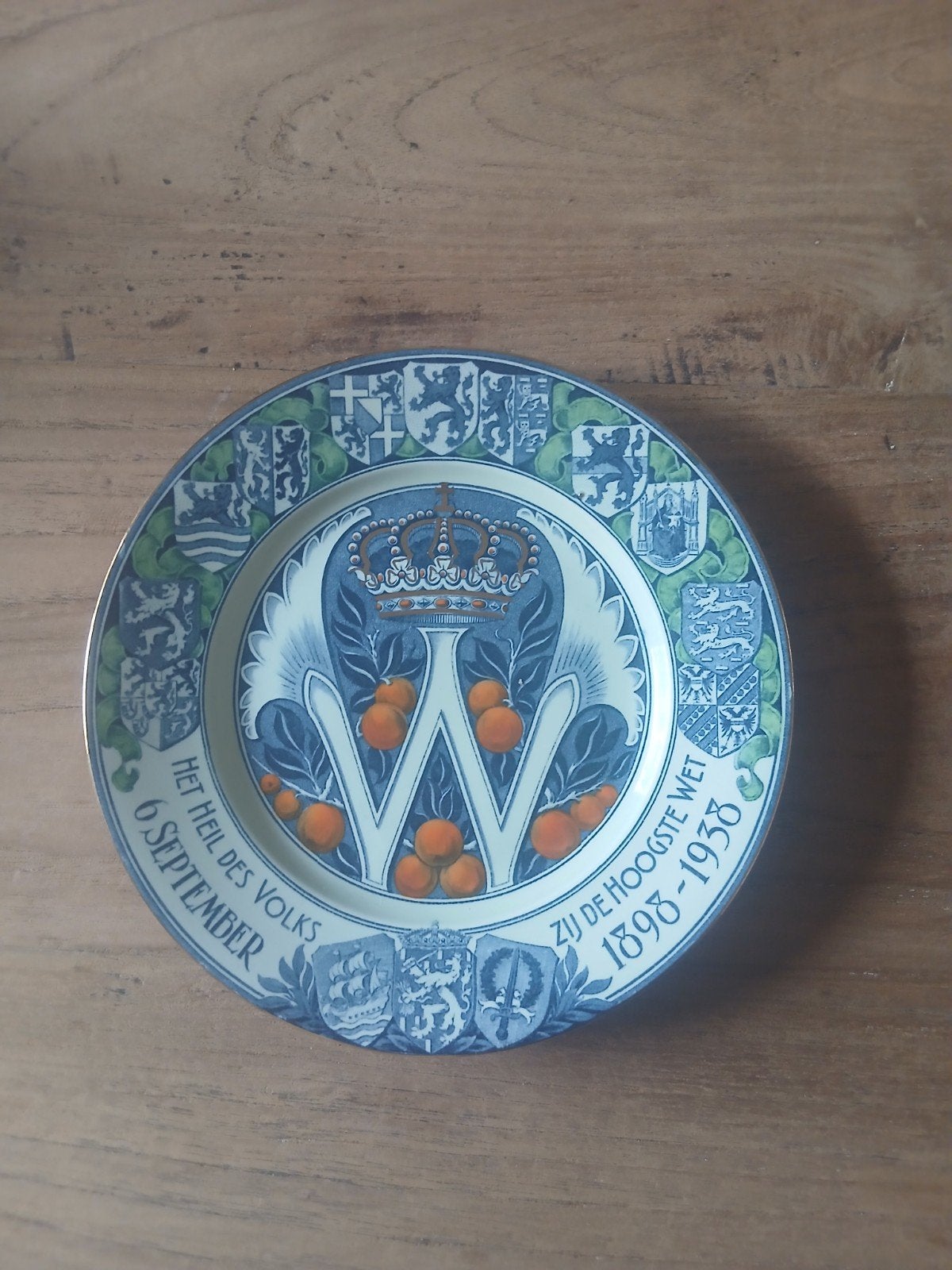 Wilhelmina jubileumbord 1898-1938 Société Céramique, Ophalen of Verzenden