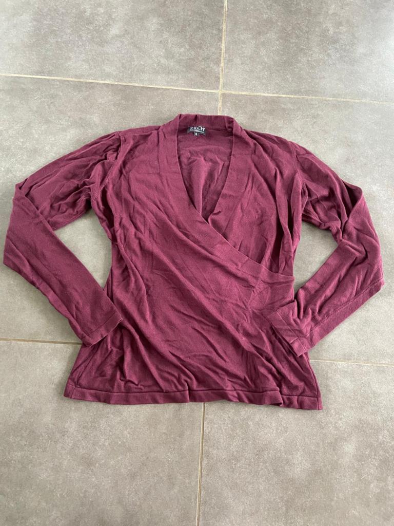 Wijnrode overslag trui van Zilch maat XL, Kleding | Dames, Truien en Vesten, Verzenden, Zo goed als nieuw, Maat 46/48 (XL) of groter