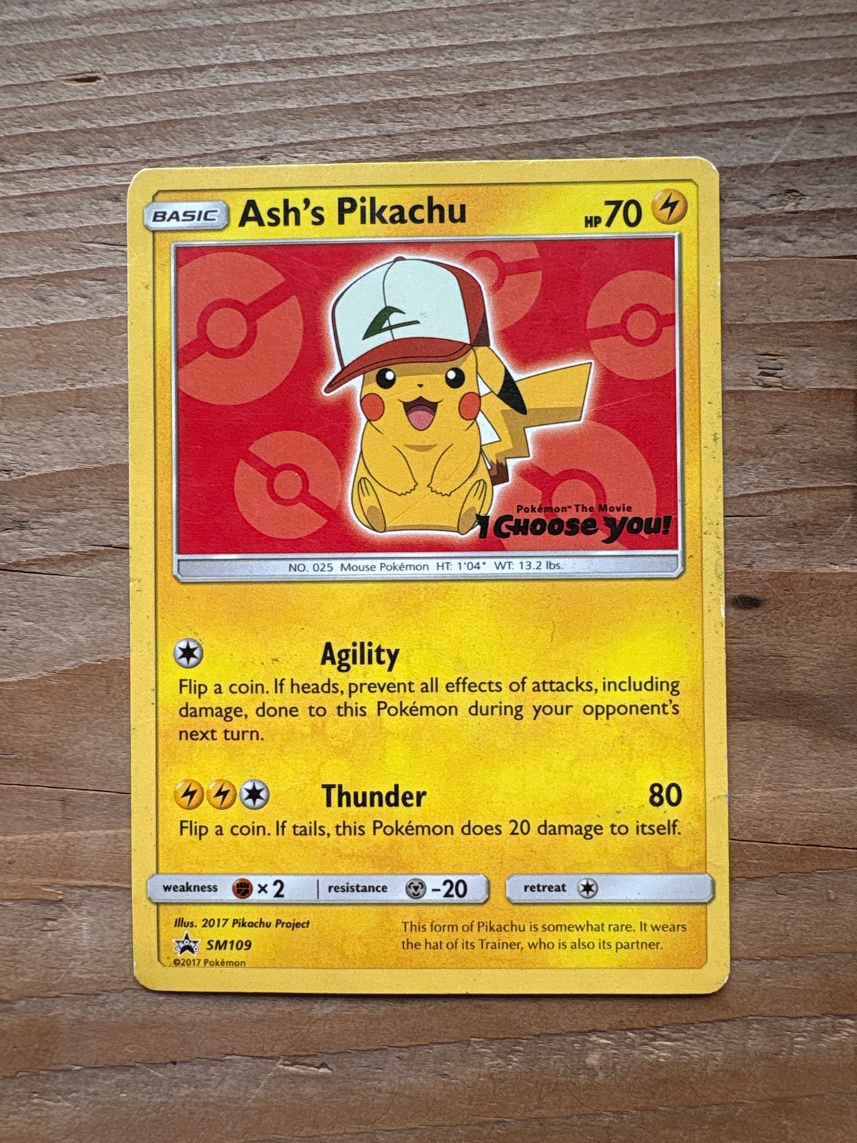 Ash's Pikachu Pokémon Kaart SM109 - Zo goed als nieuw, Ophalen of Verzenden, Zo goed als nieuw, Losse kaart