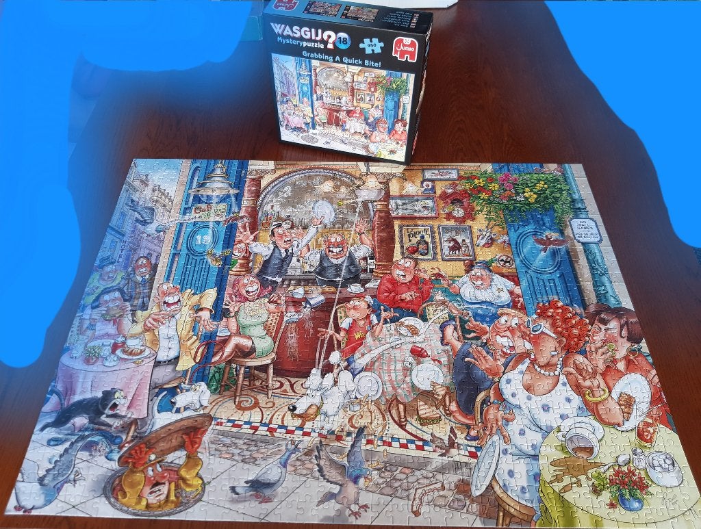 Wasgij puzzel nr 18 950 stukjes : Een snelle hap, Hobby en Vrije tijd, Ophalen of Verzenden, 500 t/m 1500 stukjes, Zo goed als nieuw