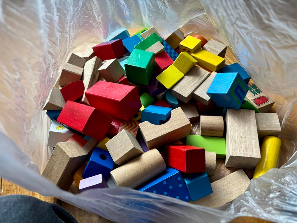 Verzameling houten blokken, Kinderen en Baby's, Speelgoed | Houten speelgoed, Ophalen of Verzenden, Gebruikt