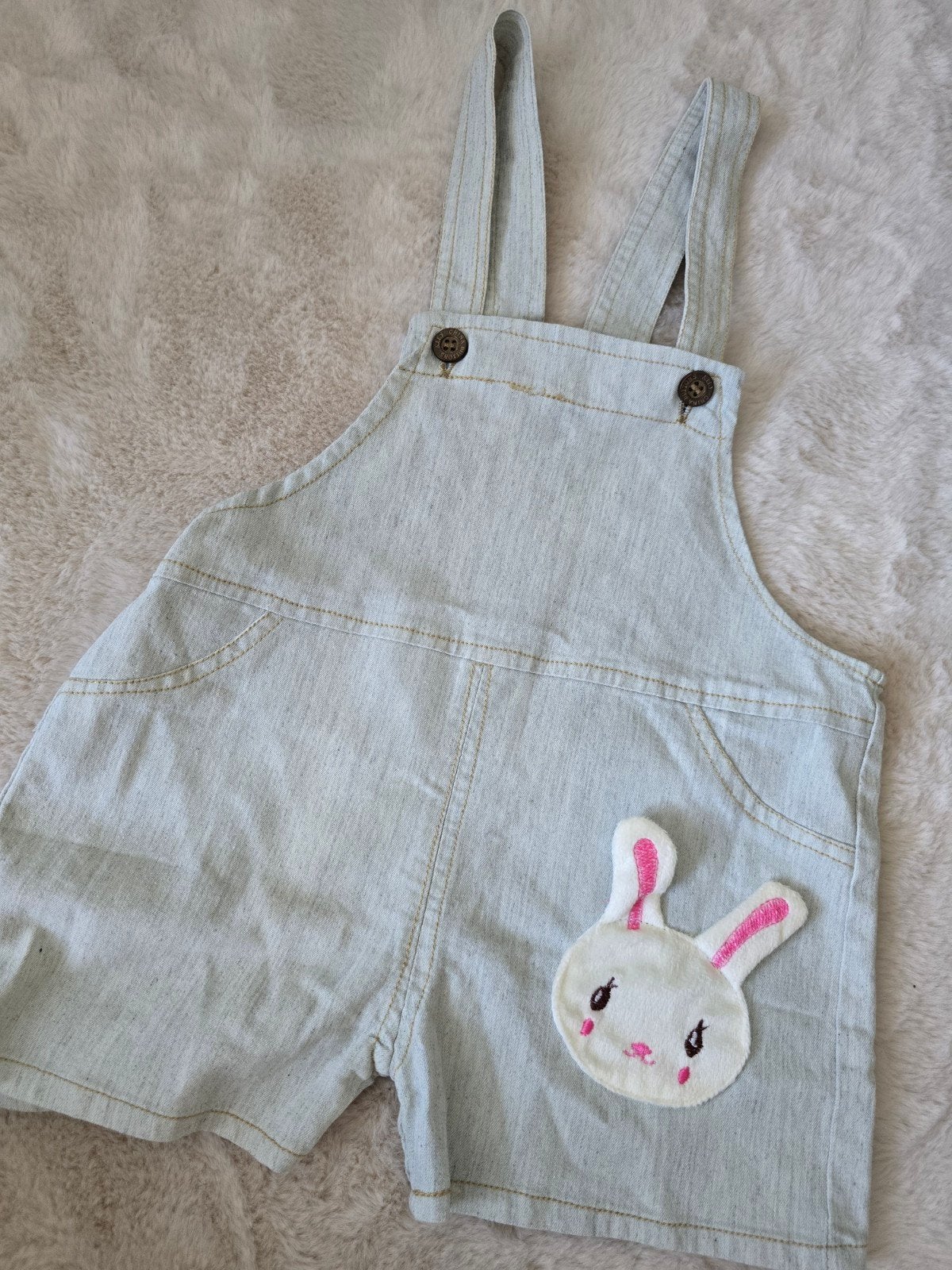Nieuwe denim tuinbroek met konijnenpatch voor kinderen, Verzenden, Nieuw, Kids Clothes, Jongen of Meisje