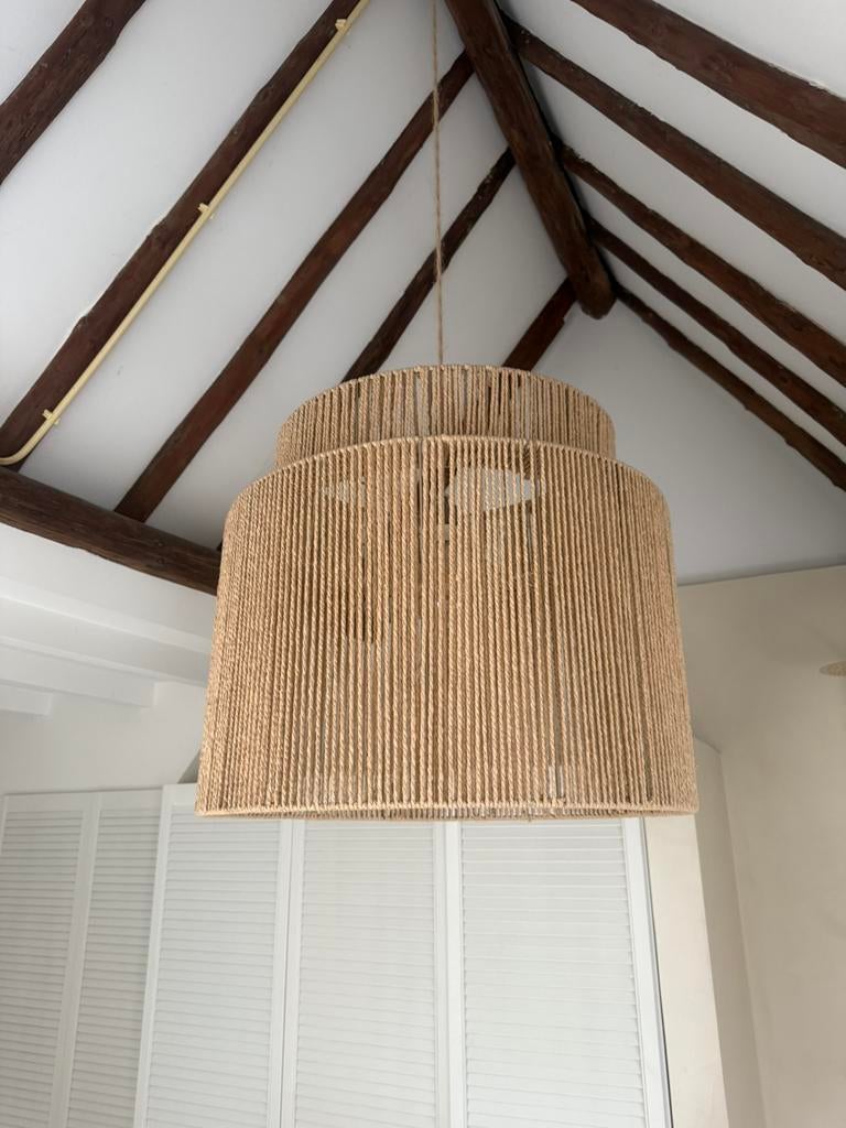 Rotan rieten grote lamp 70 cm, Ophalen of Verzenden, Zo goed als nieuw, Rond, 50 cm of meer