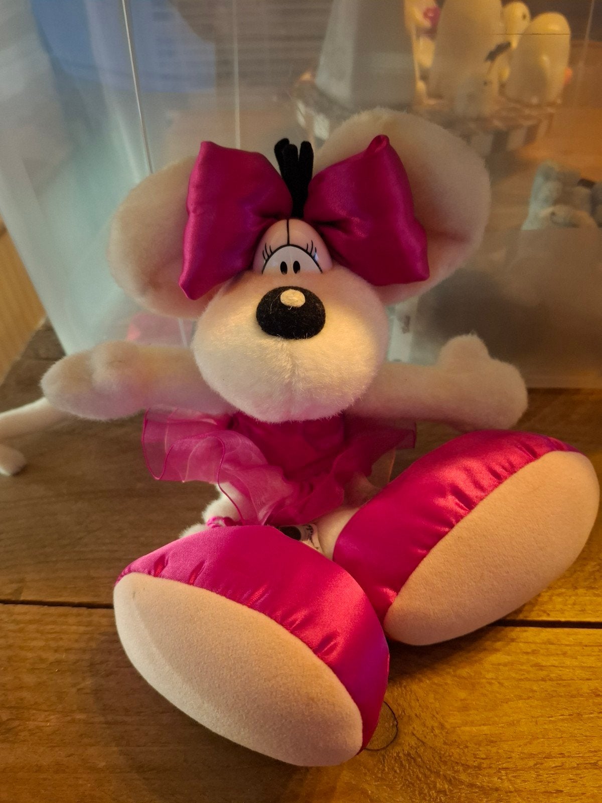 Vintage Diddl knuffel - Roze strik en rokje, Muis, Gebruikt, Overige merken, Overige karakters