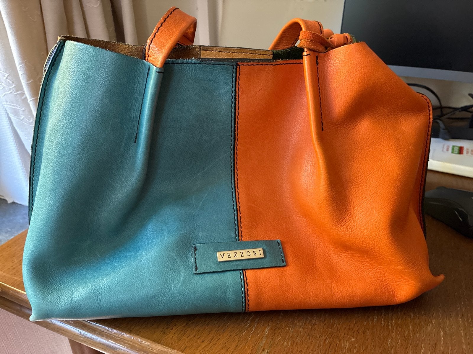 Vezzosi Leren Shopper - Multicolor, Ophalen of Verzenden, Gebruikt, Overige kleuren, Shopper